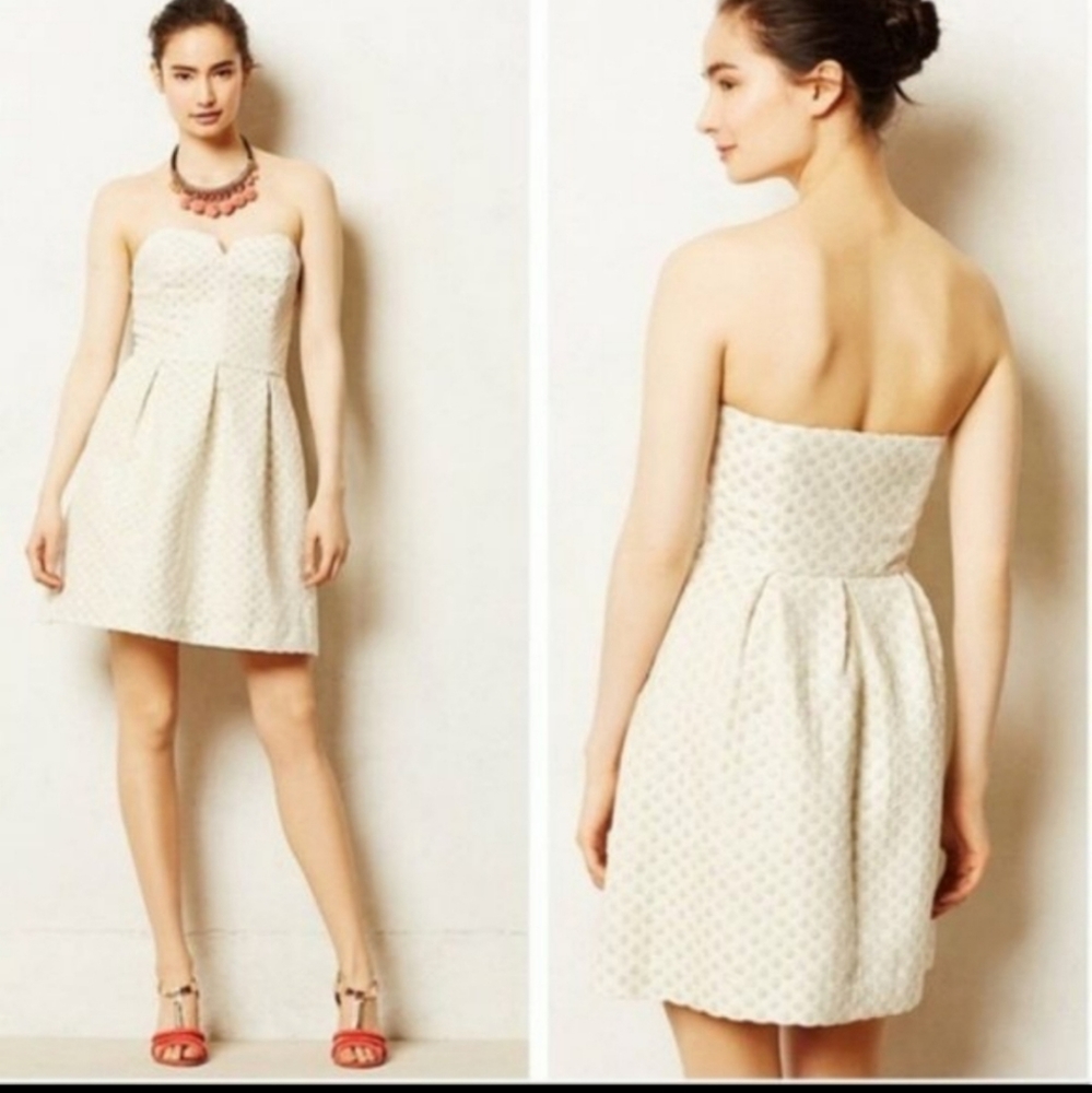 Moulinette Soeurs Strapless Anthropologie Polka Dot Dress